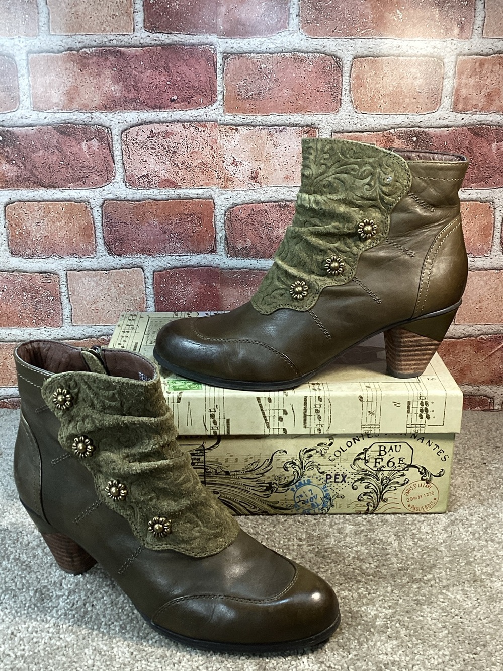 L’Artiste by Spring Step Belgard womens vintage inspired ankle boots size 7.5-8